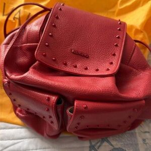 Valentino Red Studded Leather Backpack